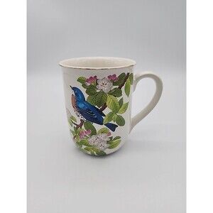 Vintage Otagiri Japan Bluebird on a Branch Floral Coffee Mug Gibson Greetings